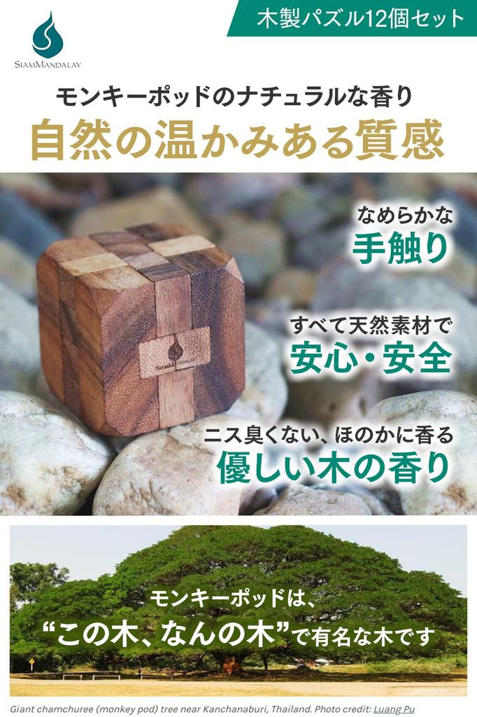 You Can Solve It In 5 a Puzzle Siam Mandalay 3D Educational Wooden Kongming Brain Cram Unisex [If Minutes, You're King!] Puzzle, 12-Piece Set, Toy,