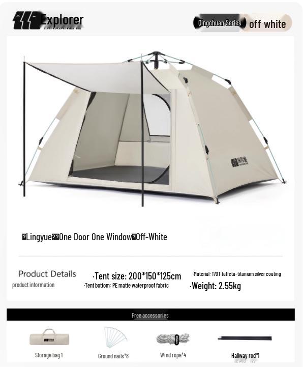 Tent Canopy 2-in-1 Portable Outdoor Folding Camping Set with Thick Black Glue Sun Protection Tent
