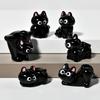 1/6Pcs Cartoon Kitten Miniature Figurine - Cute Black Cat Resin Ornament for Micro Landscape Home Desktop Decor