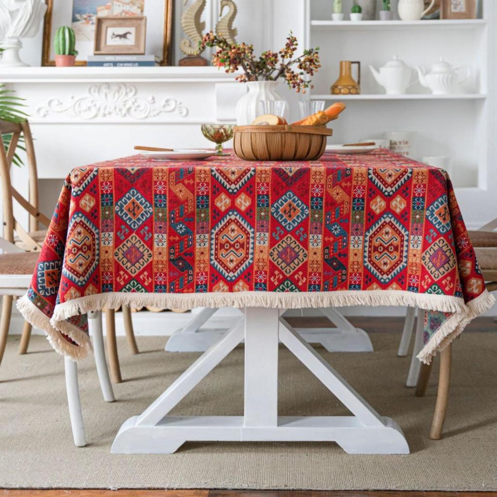 Imaqi Yun Bohemian Floral Jacquard Tablecloth