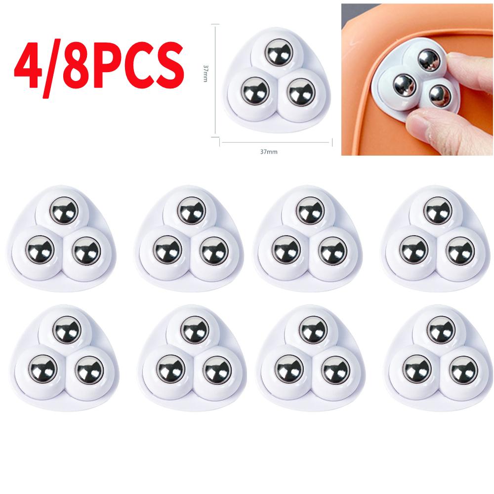 4/8pcs Heavy Duty Furniture Casters Mute Rollers For Furniture Self Adhesive 3 Beads Ball Wheels 360° Rotating Wheels for Home