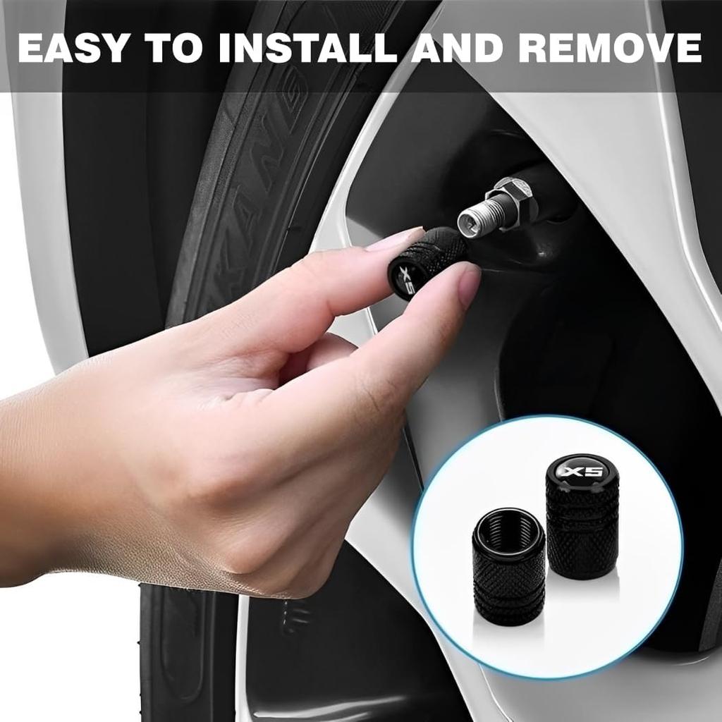Car Tire Valve Stem Covers Tire Valve Caps Compatible with X5 Metal Material Car Exterior Accessories