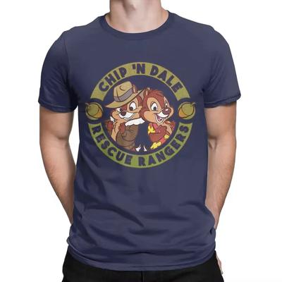 Heren Eekhoorns Rescue Rangers Logo T-shirt Knabbel en Babbel 100% Katoen Tops Hipster Korte Mouw Ronde Hals T-shirts Zomer T-shirts#Kleur(2)