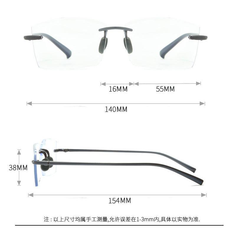 Glasses Rimless Reading Glasses Diamond Small Fresh Men'S High Definition Anti-Blue Reading Glasses