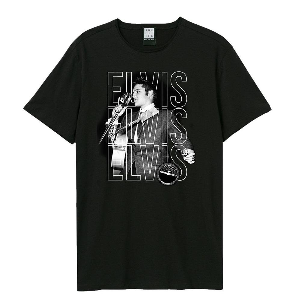 Amplified Unisex Adult Triple Elvis Sun Records & Elvis T-Shirt