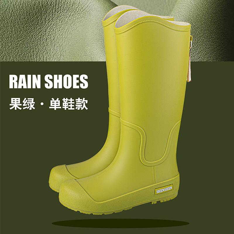 High-top Rain Shoes Women's New Trendy Waterproof Shoes Fashionable Outer Wear Non-slip and Wear-resistant Thickened Rain Boots Rubber Shoes