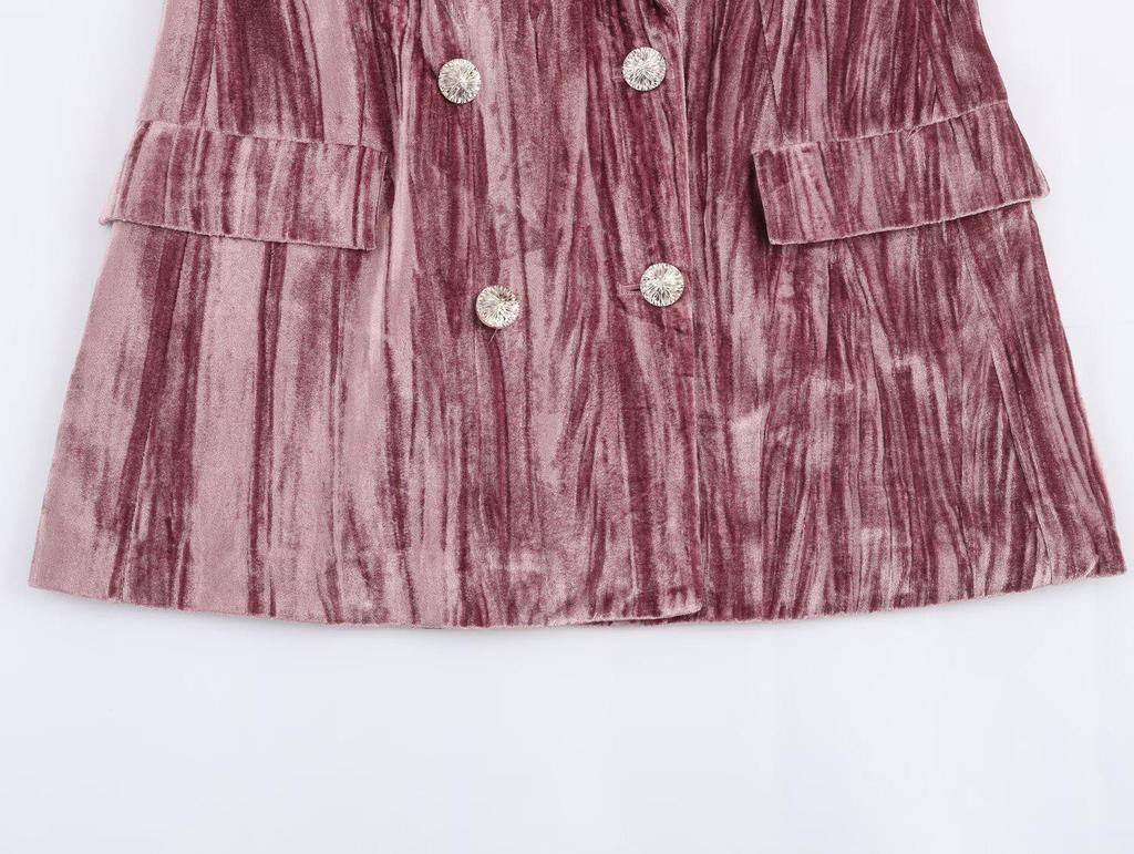 Women's Velvet Suit: 2025 European & American Style Jacket with Wide-Leg Pants