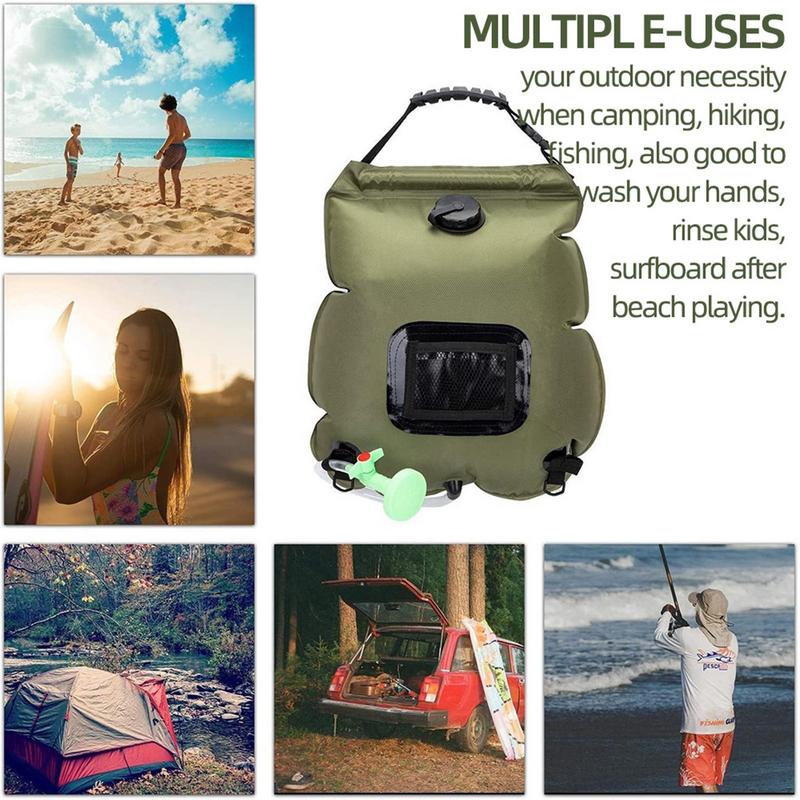 20L Shower Pouch Camping Shower Solar Heating Water Pouch Folding Water Canister Camping Bucket Bottle Pouch Camping Supplies
