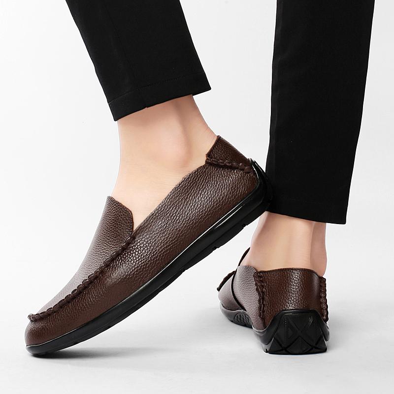 Mode Herren Nähen Rutschfest Echtes Leder Slipper Schuhe Business Hochzeit Herren Büro Freizeitschuh Outdoor Weich Komfort Fahrschuhe