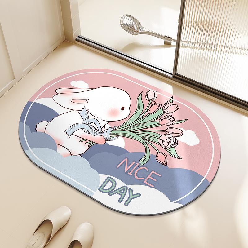 Bathroom floor mat, bathroom diatom mud absorbent mat, door mat entry non-slip bathroom quick-drying non-slip carpet