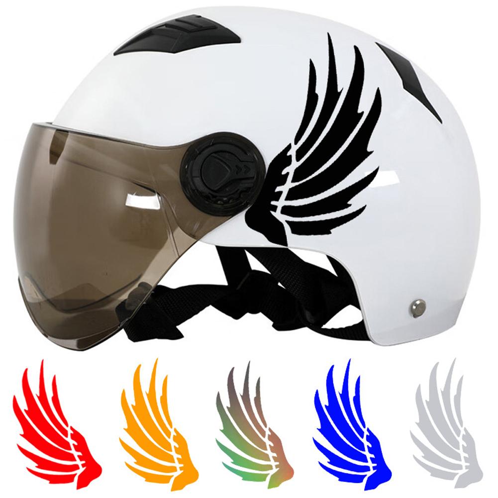2Pcs Creative Helmet Sticker Wings Feathers Design Removable Vinyl ReflectionDecal for Motorcycle Electric Bike Decoration