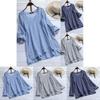 Women's Long Sleeve Plaid Check Shirt Tops V Neck Casual Asym Hem Blouse For Everyday Elegance