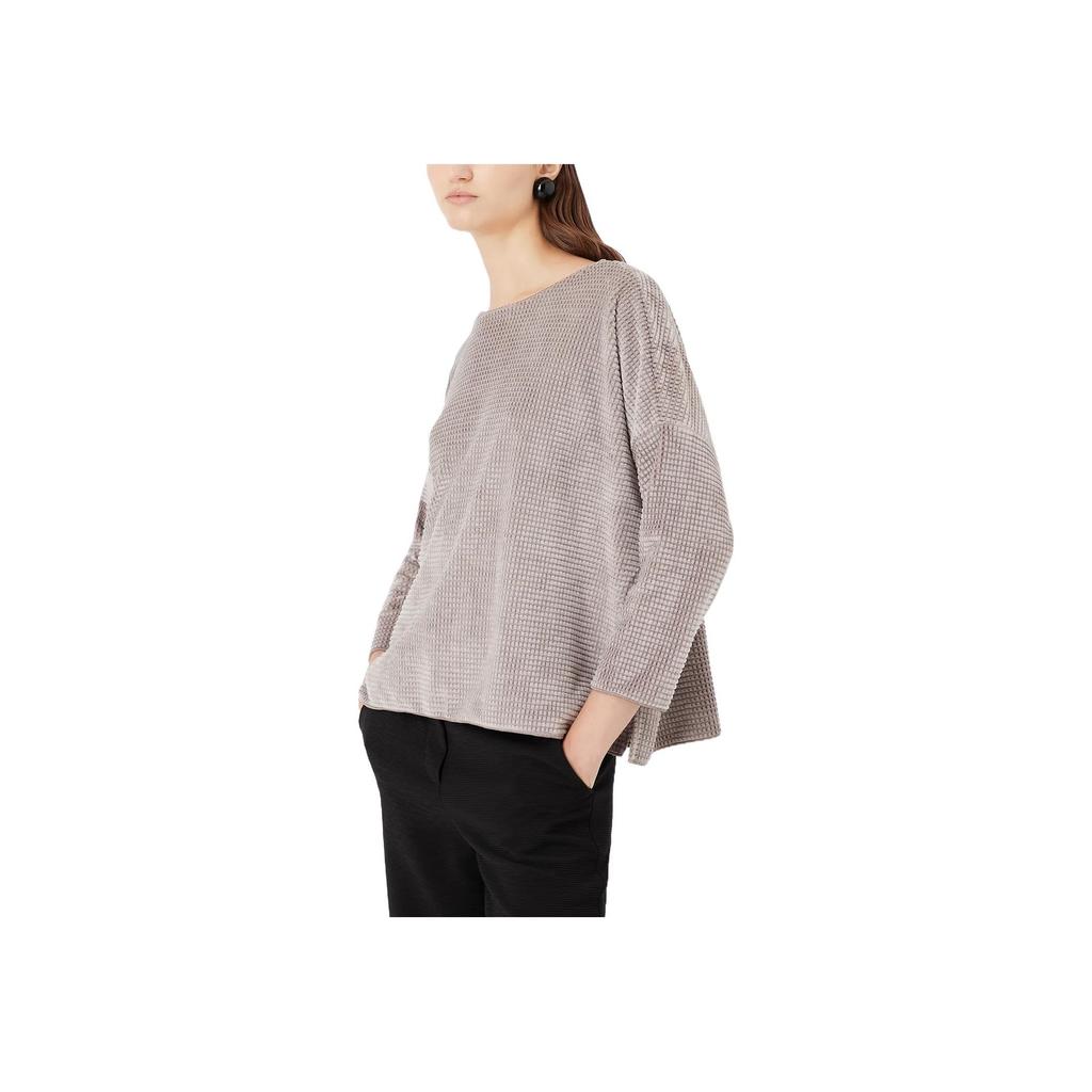 Emporio Armani FW22 Solid Color Round Neck Casual Loose Sweater Women Sweater Beige 6L2M8G2-JUCZ1-0131