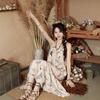 Bohemian retro sweet long dress butterfly print dress super fairy floral beaded loose and thin suspender skirt