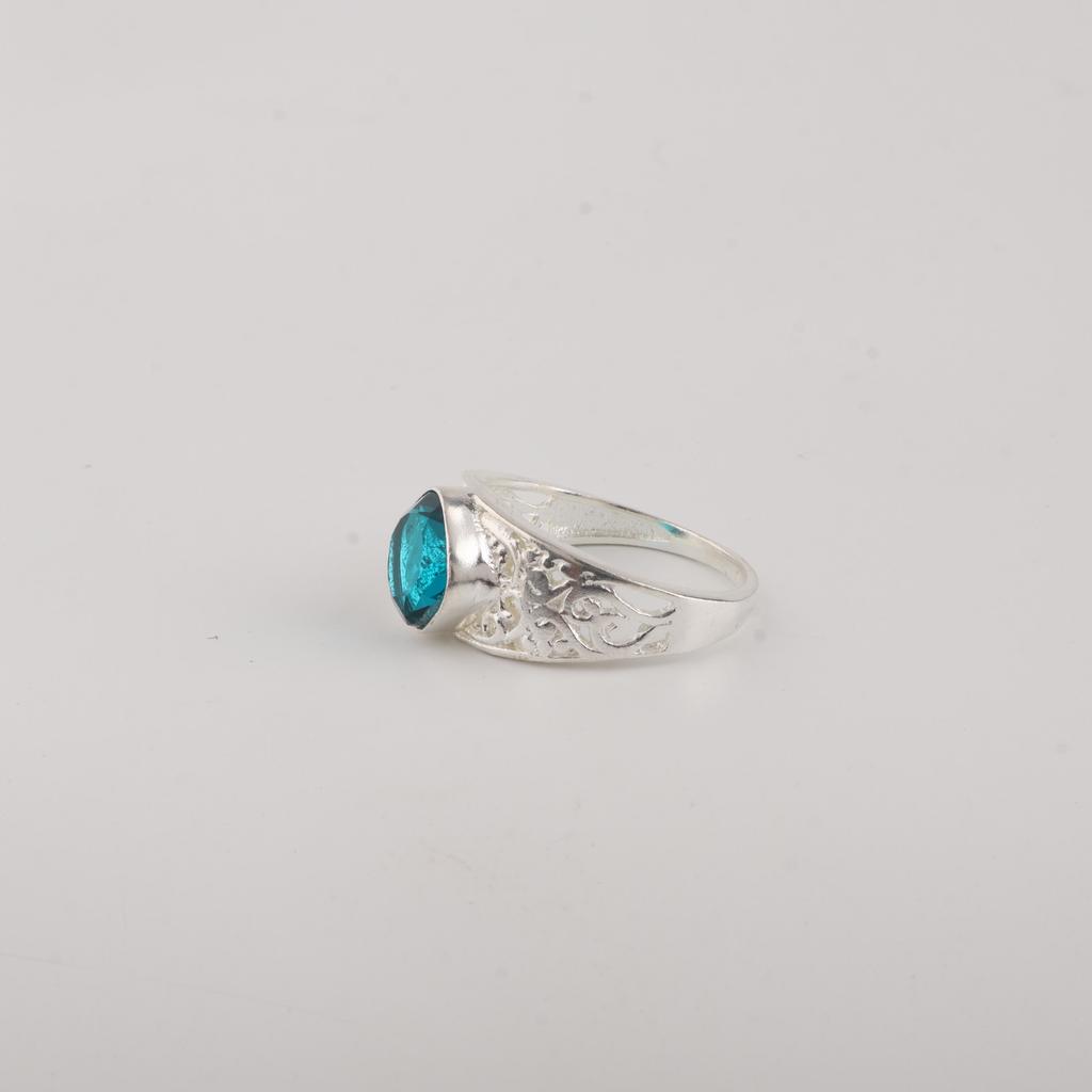 Apatite Gemstone Silver Wedding Ring, 925 Sterling Silver Jewelry, Natural Gemstone, Women's Jewelry CZR-24-1