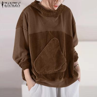Lässiger Langarm-Pullover mit Patchwork-Muster für Damen