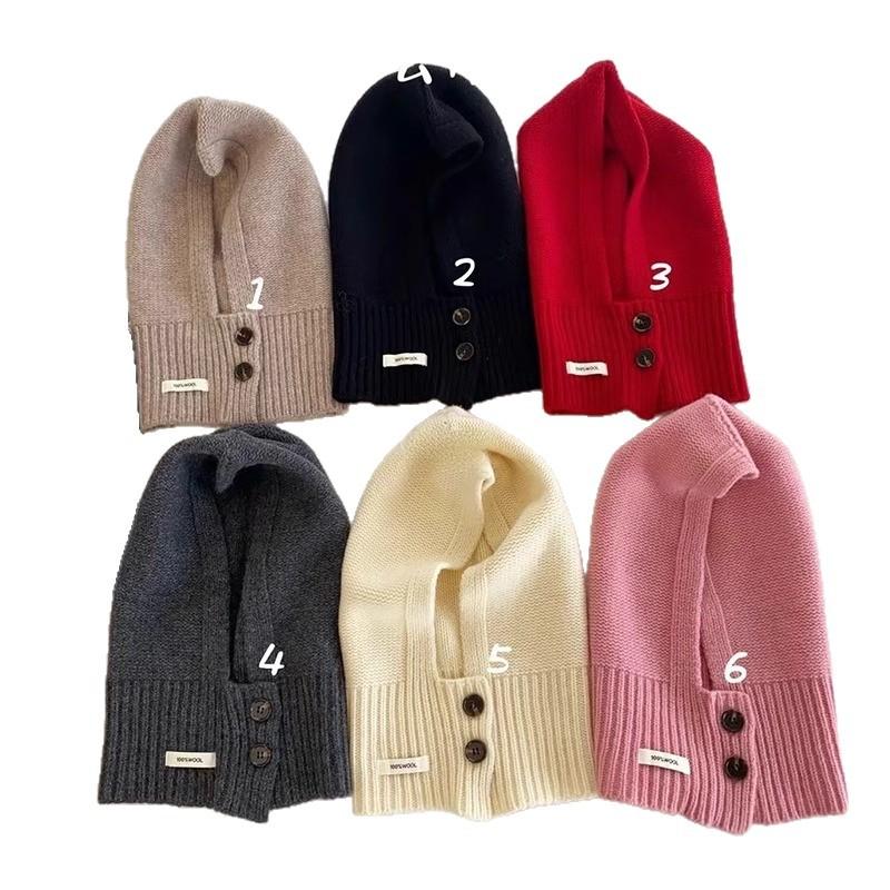 All-wool Balacrafa Cap for Women's Winter Warmth Ear Protection Knitted Woolen Cap and Neck in One Piece
