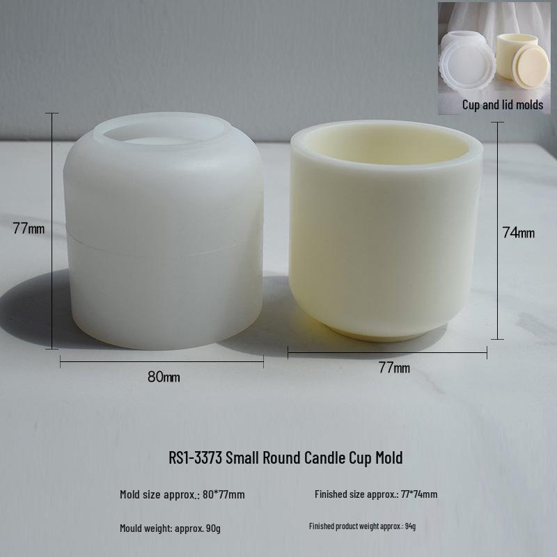

Круглая силиконовая форма для чашки для свечи с крышкой, коробки для хранения и зеркала, эпоксидная смола, сделай сам цемент, гипс, ароматерапия Mold Off-White Food Grade Silicone