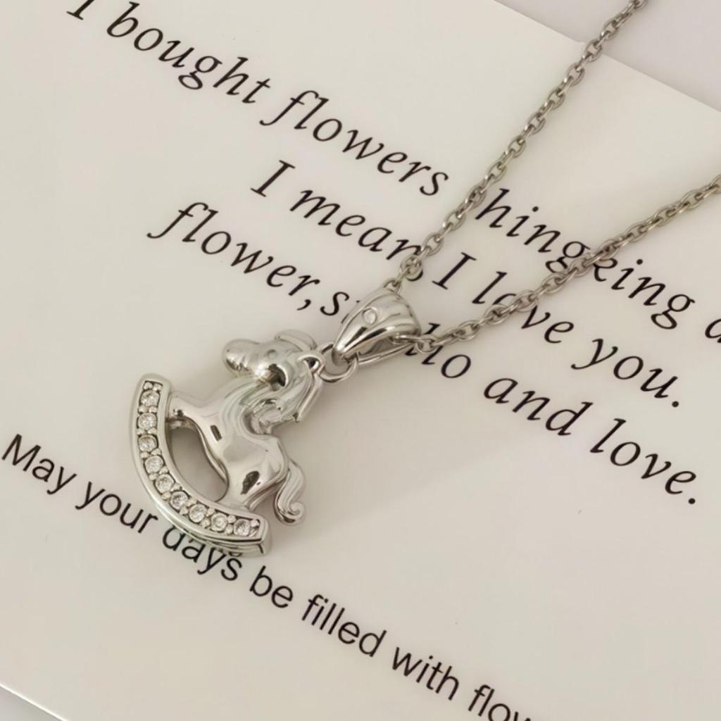 Charming Rocking Horse Pendant Necklace for Women - New Chinese Style Retro Design