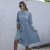 YYFS Women's Vintage Polka Dot Print Long Sleeve Slim Casual Dresses