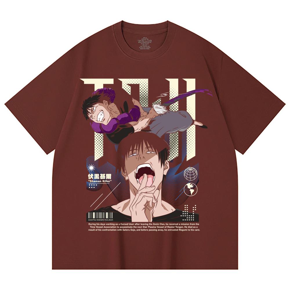 230 Gsm 100% Cotton Jujutsu Kaisen V47 Toji Print Unisex Heavy Cotton T Shirt