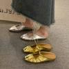 French retro silver baotou half slippers women's summer sandals 2025 gold soft flat bottom Muller soft bottom women's models