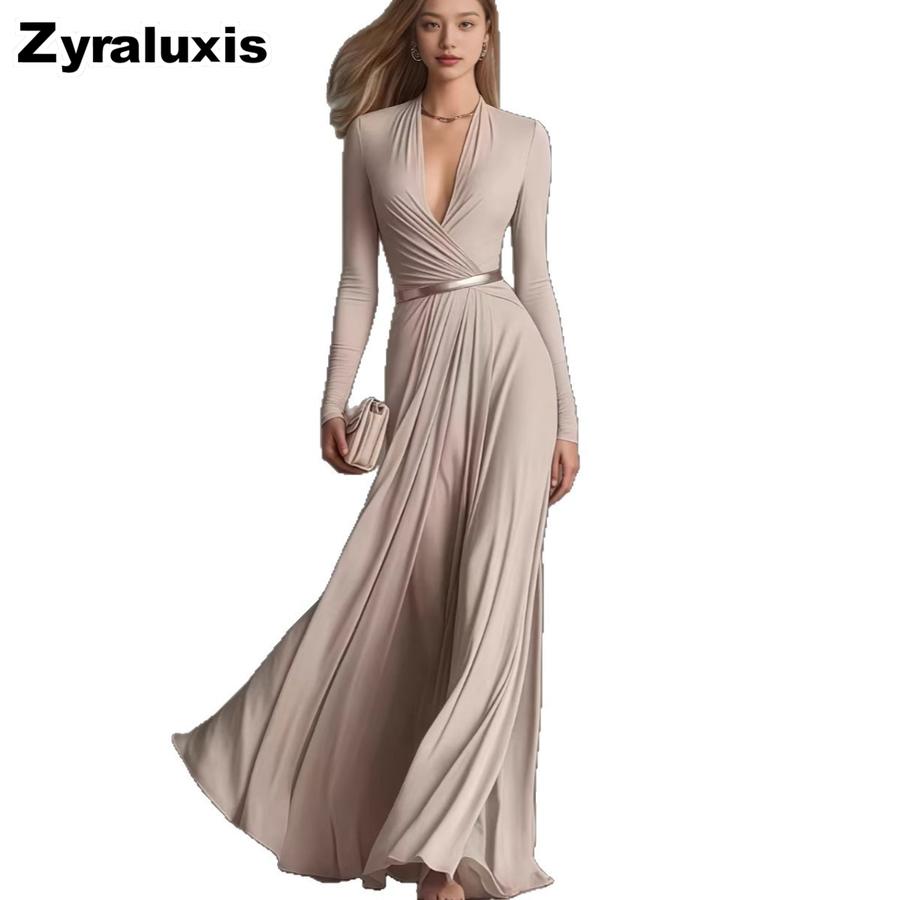 Women's Elegant Dress with Texture Long Sleeve, Small Fragrance Style, Waistline
