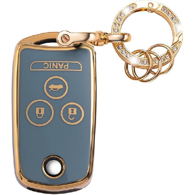 Gematay For Acura Key Fob Cover With Keychain, Key Shell Cover Holder Compatible With Accord TSX Smart Key Fob, Green