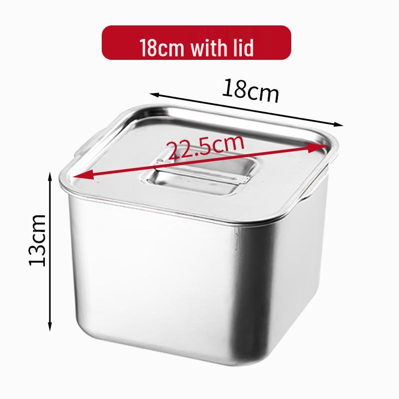 304 Stainless Steel Square Jam Bowl with Lid - Commercial Kitchen Seasoning and Sauce Container.