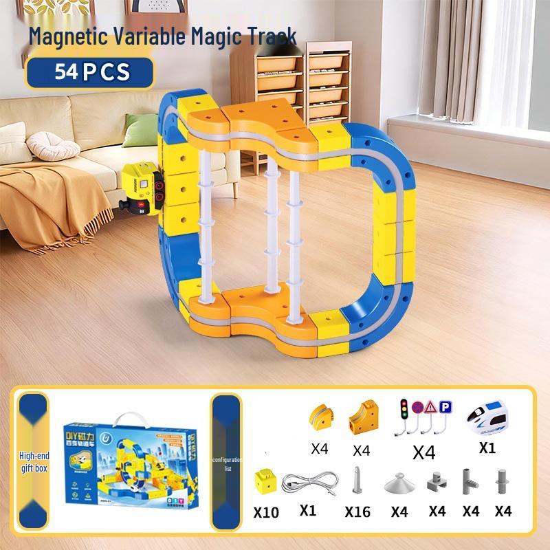 International Children's Educational Magnetic Building Blocks High-speed Rail Toy Train.