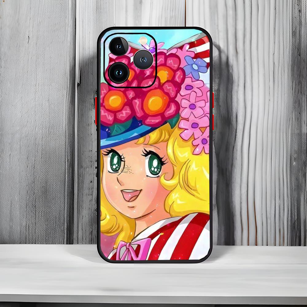 Anime Cute M-Manga Candy Phone Case Black Matte Thin Phone Case For iPhone17 16 15 14 13 ProMax