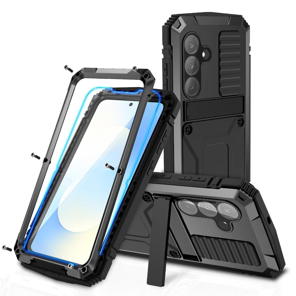 Für Samsung S25 Edge S21 FE S26 S24 S23 S22 Plus S20 Ultra A32 Metall Heavy Duty Hülle Metallischer Bumper Stoßfeste Displayschutzfolie