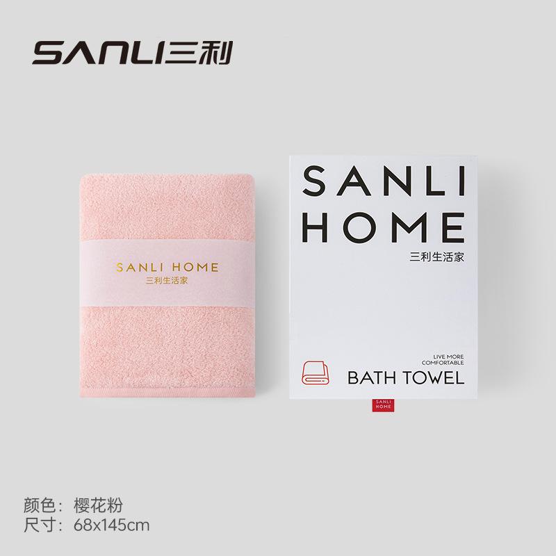 

Towel pure cotton adult absorbent cotton 60 untwisted yarn gift box 68*145 розовый