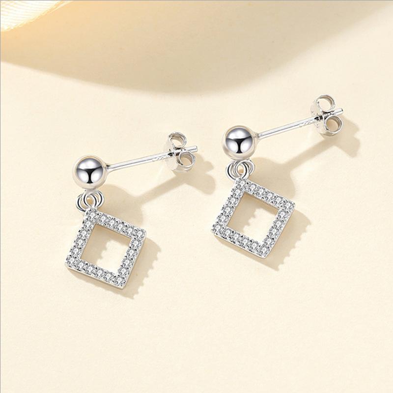 

Серьги квадратные из стерлингового серебра S925, женские серьги в корейском стиле Ins Square, темпераментные серьги, серьги 925