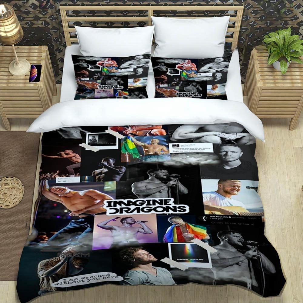 Rockband Imagine Dragons Bettwäsche-Sets, exquisites Bettzubehör-Set, Bettbezug, Bettdeckenset, Bettwäscheset, luxuriöses Geburtstagsgeschenk