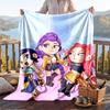 שמיכת פלנל חמה, דוגמת ציידי שדים K-pop, שמיכת זריקה קלה ונוחה לשימוש במיטה או בספה