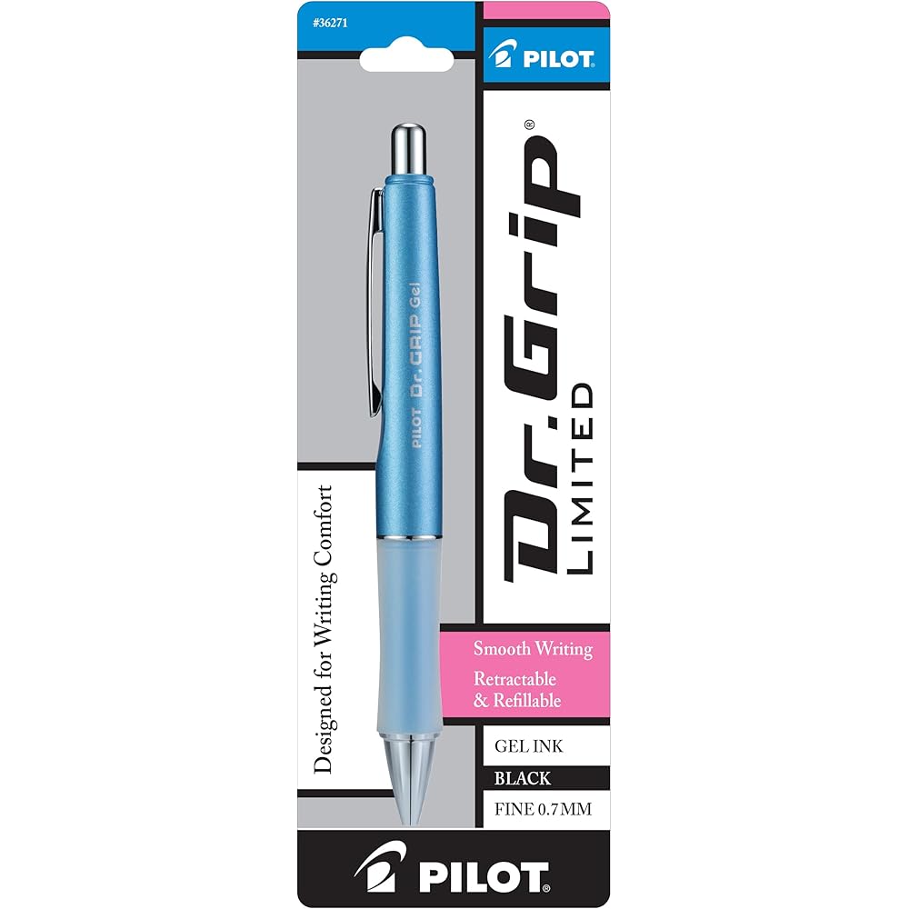 Pilot Dr. Grip Gel Ink Ballpoint Pen Limited Edition 0.7mm Fine Point Ice Blue Barrel
