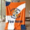 Luton Town Custom Name Text Flannel Blanket Soccer Logo Personalized Fleece Throw Blanket Special Gift For Sofa Bedroom Home