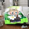 1Pc Cute Labubu Blanket Soft Comfortable Polyester Blanket All Season Use Suitable Bedroom Office Outdoor Perfect Christmas Gift Choice Print Home Bla