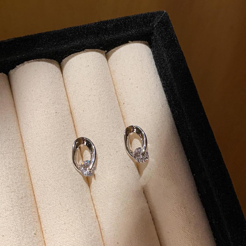Silver Hollow Cubic Zirconia Stud Earrings: Elegant, Versatile, and High-End Design for Women