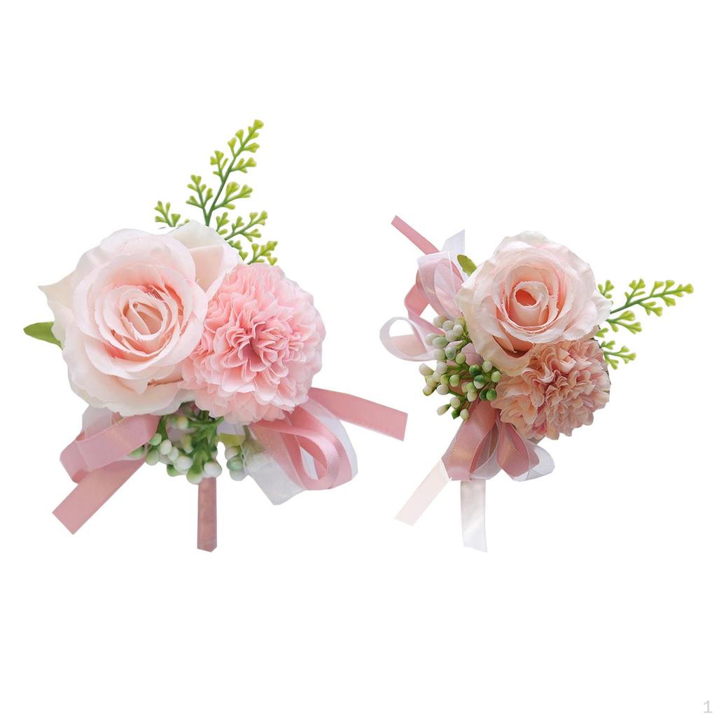 Wedding Wrist Corsage Boutonniere Artificial Flower for Groom Party Decor