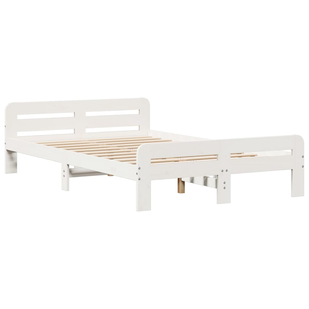 Solid Wood Bed without Mattress White 135 x 190 cm Pine Wood