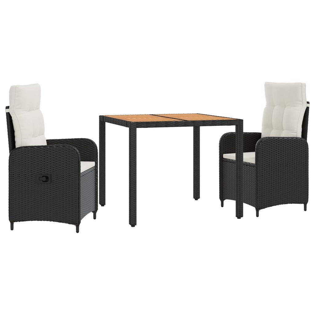 Outdoor Table Set 3 Pcs Black and Cream White