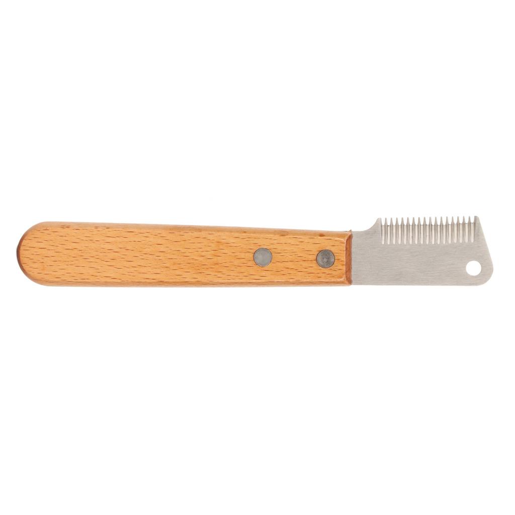 Dog Stripping Knife Wooded Handle Remove Floating Hair Comfortable Professional Pet Grooming Tool