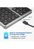 35 Key Silent Numeric Keypad  Wireless Bluetooth Dual Mode Numeric Keypad Silver White