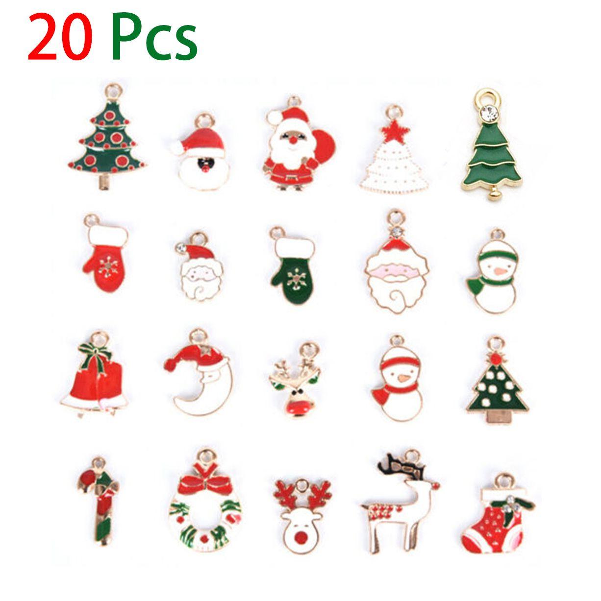 Enamel Alloy Fashion Jewelry Xmas Tree Hanging Bracelet Pendant DIY Craft Christmas Charms Set