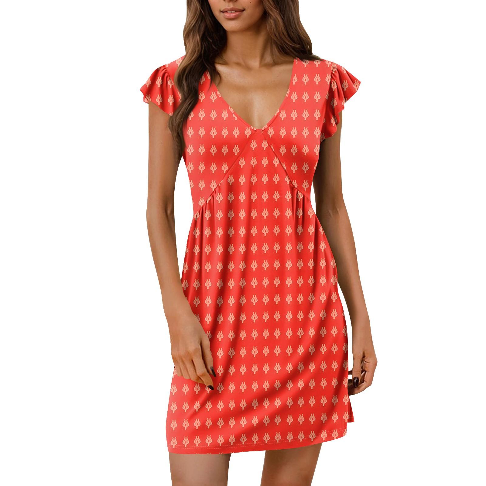 

Женское летнее платье, свободное платье-сарафан без рукавов с V-образным вырезом и карманами L киноварь