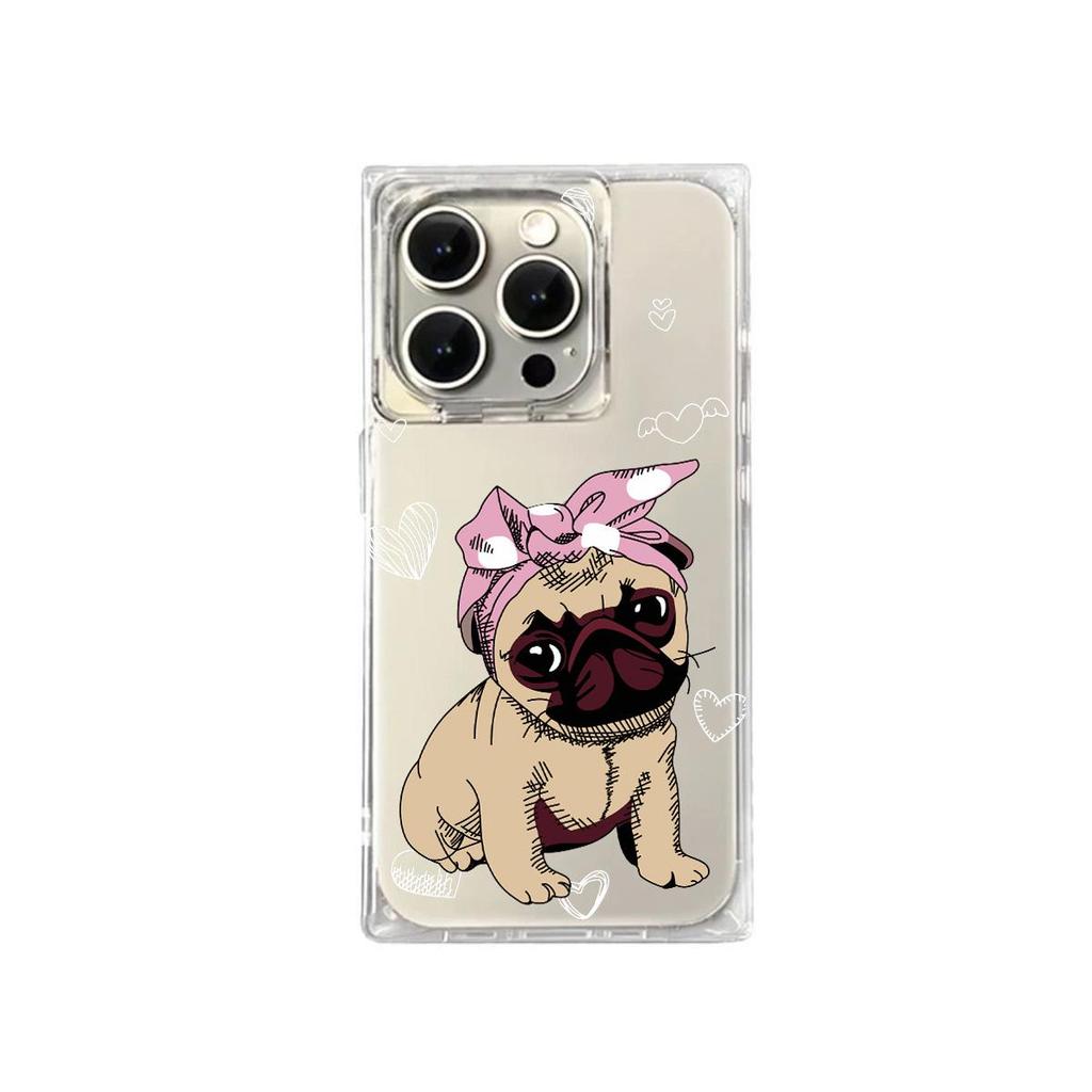 Clear Square Back Tube Case Protection For iPhone 14 Pro Max 16 ProMax 11 12 15 Plus 13 Anti-Oxygen,Cute Dog Pattern Casing