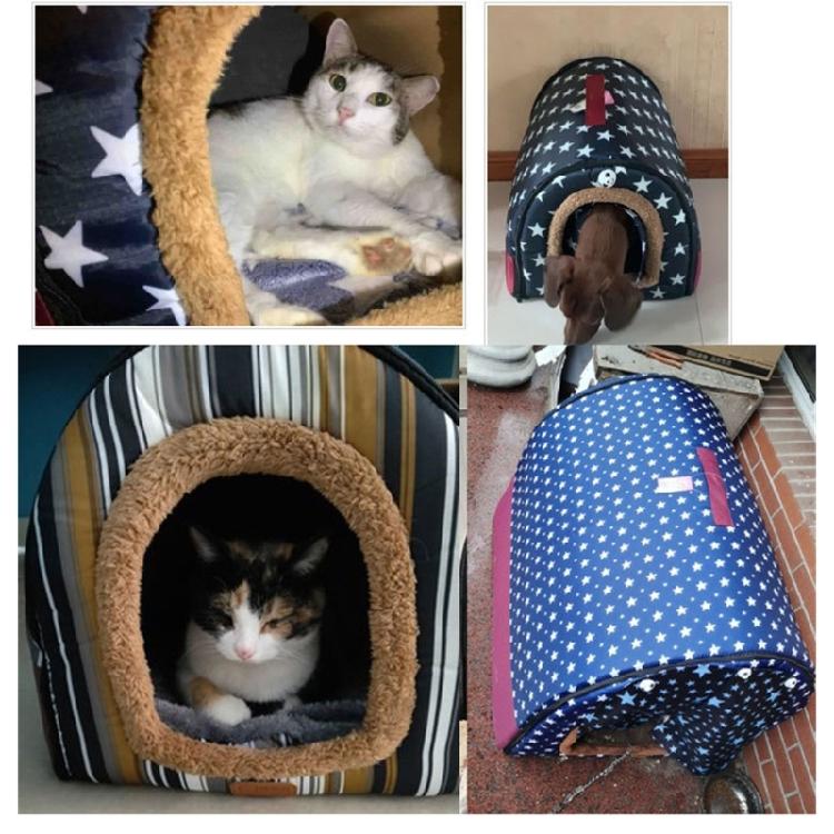 Pet Bed House Semi-closed Cave Tent for Small Animals Thicken Cushion Pad