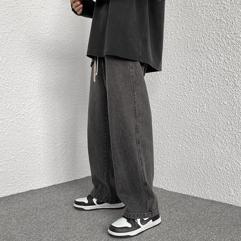 Men S Loose Straight Leg Black Denim Jeans Casual Long Pants